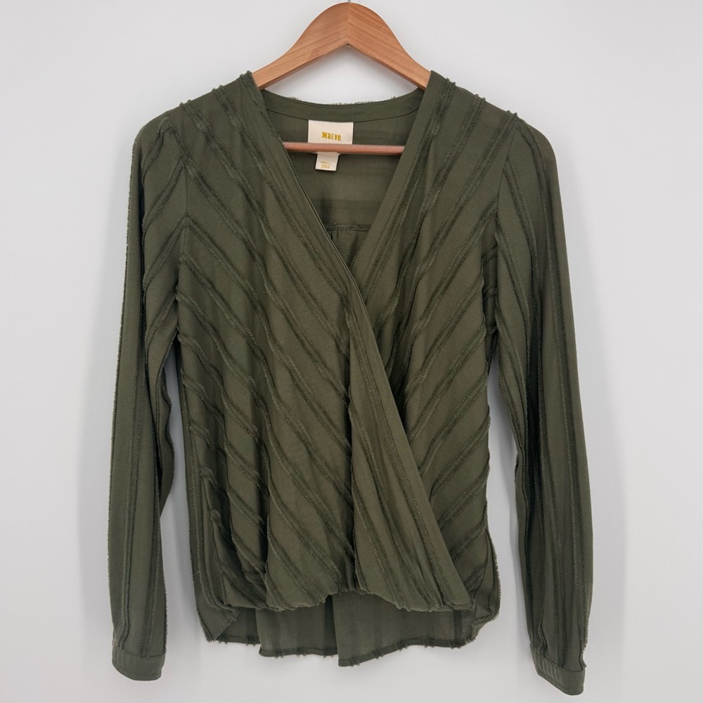 Anthropologie Maeve Audre Long Sleeve Textured Top Size Small Green - Picture 1 of 11